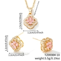Luxury gold clover jewelry set with pink heart gems and white crystals for women - Gold Base Pink Zirconia (TZ00304-10)