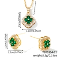 Golden clover jewelry set with green heart-shaped gems and sparkling CZ details - Gold Base Green Zirconia (TZ00304-12)