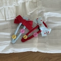 Détail de barrettes BB en tissu faites main avec pois, nœuds et boutons - Style Nœud Goutte Bleu Rouge (4#)