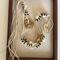 Detalle de cadena bohemia para la cintura con discos de madera, cuentas y borlas - 7# (Tejido Multicapa con Borla)