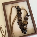 Detail of bohemian waist chain featuring wooden flower charms and brown braided cords - 15# (Brown Rope Five-Petal Flower)