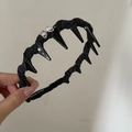 Denim braided headband with rhinestone bows and inner teeth for secure grip styling - Toothed Headband (3#) / Black Denim