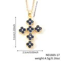 Goldene Kleeblatt-Kreuz-Halskette mit blauen Zirkonia und verstellbarer Kette - Himmelblauer Stein Goldene Basis (N01665-17)