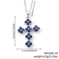 Silberne Kreuzkette mit sechs blauen Edelsteinen und verstellbarer 40+5cm Kette für Damen - Himmelblauer Stein Silberne Basis (N01665-18)
