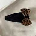 Leopard print bow hair clip with black knitted BB clip for women and girls - 9# Dark Leopard Bow Black Clip