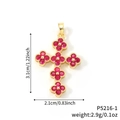 Goldenes Kreuzanhänger-Set mit roten Edelsteinen, Größe 3,1x2,1 cm, Gewicht 2,9 g - Roter Blütencluster Goldene Basis (P5216-1)