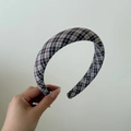Thick sponge headband featuring classic purple white and grey plaid fabric for women - 3cm / Purple And Coffee Plaid