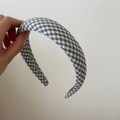 Padded headband featuring classic black and white plaid pattern fabric texture - 3cm / White with Black Stripes