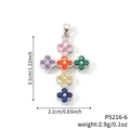 Bunte Zirkon-Vierblatt-Klee-Kreuz-Halskette mit eleganter Versilberung für Damen - Bunter Blütencluster Silberne Basis (P5216-6)