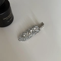 Elegante fermaglio per capelli a becco d'anatra argento con strass e perle bianche - Stile Molletta Senza Traccia Bianco (4#)