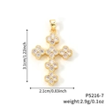 Goldener Kleeblatt Kreuzanhänger mit Zirkonia, 3.1cm Höhe und elegantes Design - Klarer Blütencluster Goldene Basis (P5216-7)