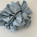 Detailed view of a blue-gray oversized pleated scrunchie with layered fabric texture - Blue Gray (3#)