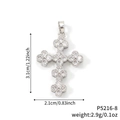 Silberne Kleeblatt-Kreuz-Halskette mit weißen Zirkonia-Steinen in edlem Design - Klarer Blütencluster Silberne Basis (P5216-8)