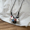 Collier peluche chiot teckel mignon avec tenue bleue et cordon noir pour lunettes - Style Ours Tête de Pomme (9#)