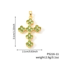 Goldener Kleeblatt-Kreuzanhänger mit grünen Zirkonia, Höhe 3,1 cm und Breite 2,1 cm - Kleeblatt-Kreuz-Anhänger (Ohne Kette) (P5216-11)