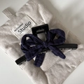 Vintage leopard plaid bow hair claw clip for thick hair in dark blue and black - Purple Stripe Plaid Bow Style (5886302224093)