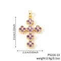 Goldener Kleeblatt-Kreuzanhänger mit lila Zirkonia inklusive Maß- und Gewichtsangaben - Paarer Blütencluster Goldene Basis (P5216-13)