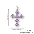 Eleganter silberner Kreuzanhänger mit violetten Zirkonia-Steinen im Rundschliff - Paarer Blütencluster Silberne Basis (P5216-14)