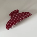 Französische Retro Haarklammer groß Rot mit weißen Punkten aus Celluloseacetat - Rot Polka Dot Bogen Haarklammer