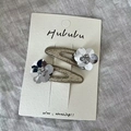 Silver sequin BB hair clips with rhinestone flowers and glitter finish for girls - Gold Glitter Silver Flower