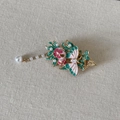 Pince à cheveux papillon en émail avec perles et long gland de style traditionnel - 1# Feuille Verte Pendentif Perle Artificielle