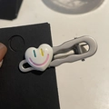 Barrette à cheveux argentée avec cœur blanc et visage souriant coloré pour femmes - Pince Cœur Blanche (8# Pince Cœur Métal Blanche)