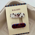 Lot de deux barrettes à cheveux bleues contrastées avec motifs de chiens mignons - Style Chiot à Pois Blanc Rouge (8#)