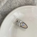 Cute silver bear hair clip with heart gem on beige oval base in Korean style - Cream Bear Hair Clip