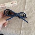 Elegant navy blue velvet bow hair claw clip with vintage Korean style for women - Blue