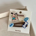 Lot de barrettes bleues avec motifs de chiots et décorations d'os sur carte - Style Dalmatien Dessin Animé Vague Blanc (7#)