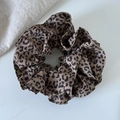 Retro scrunchie met luipaardprint dubbellaags gemaakt van getextureerd katoen - 1# Grote Lichte Luipaardprint Scrunchie