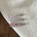 Lot de trois pinces à cheveux florales avec pois roses et perles sur clips argentés - Style Fleur Perle Strass Série Rose (6#)