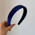 Navy blue velvet padded headband for women with non-slip lining and thick sponge design - Navy Blue Sponge Style (3#藏蓝色植绒发箍)