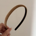 Minimalist vintage brown corduroy hair hoop accessory with a classic matte texture - Coffee