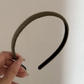 Olive green corduroy headband with fine wool texture for elegant hair styling - Green