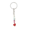 Llavero para enfermera con jeringuilla de acrílico y dije de corazón rojo en fondo blanco - Estilo Jeringa de Corazón (3)