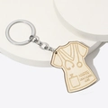Llavero de madera para enfermera con estetoscopio grabado y texto Healthcare Hero en base blanca - Estilo Uniforme de Enfermera (Healthcare Hero)