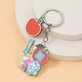 Portachiavi creativo in legno con mela e blocchi ABC su un supporto espositivo bianco - Stile Blocchi ABC Cancelleria (款式二)