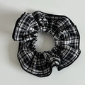 Coletero extragrande a cuadros blancos y negros elegante para peinados de moño - Raya Pequeña Negro Blanco