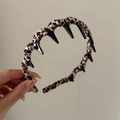 Serre-tête léopard vintage avec dents intérieures pour un maintien sûr et look rétro - Serre-tête à Dents Léopard Clair (6#)