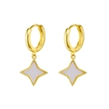 Fashionable gold four-pointed star earrings with lavender enamel inlay for women - Light Purple Four-Pointed Star Style (LN1152-1)