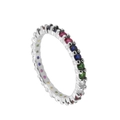 Rainbow eternity band ring with multi-color zircon stones and silver plating for men and women - US 6 / Silver