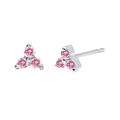 Pendientes de plata S925 con diseño de trébol de tres diamantes rosas mini - Plata Rosa