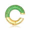 Detalle del pendiente de clip en C con piedras verde esmeralda y baño de oro de 18k - Verde (Pieza Única)