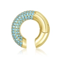 Manguito de oreja clásico en forma de C bañado en oro con piedras turquesas y metal - Azul Turquesa (Una Pieza)