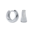 Orecchini a cerchio minimalisti in argento s925 con texture a strisce verticali e design - Stile a Costine Verticali (26)