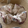 Zoete beige geruite scrunchie met berenprint en roze rand voor paardenstaarten - 2# Koffie Plaid Stipjes Beer Stijl