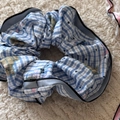 Blauwe gingham haarelastiek met berenprint en zwarte bies op zachte pluchen ondergrond - 3# Blauw Plaid Stipjes Beer Stijl