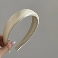 Elegant champagne satin padded headband with a high arch design for voluminous hair look - Glossy Milk Tea (13# 3CM)