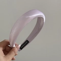 Detailed macro view of handmade light purple satin headband with luxury silk texture - Glossy Purple (11# 3CM)